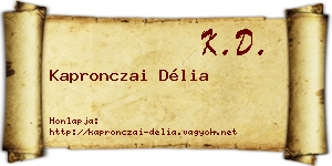 Kapronczai Délia névjegykártya